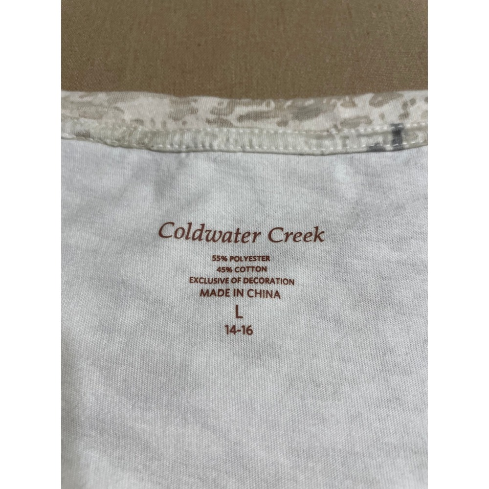 Coldwater Creek Sleeveless Top Size L 14-16 White Botanical Embroidered Beaded - Picture 5 of 9